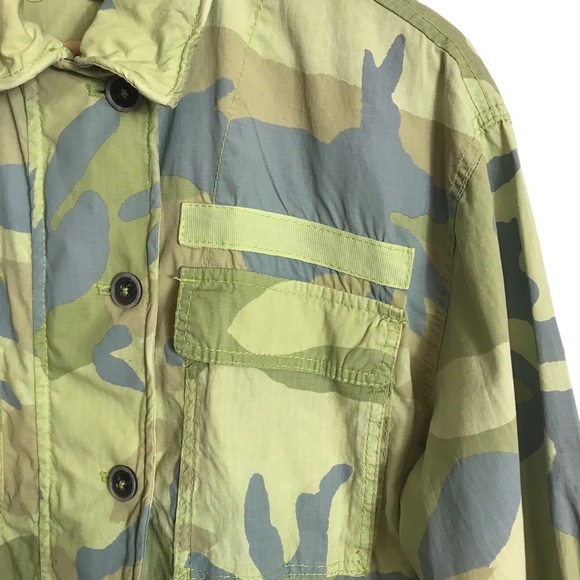 Free People XS Lead The Way Green Camo Utility Barn Coat Oversized Pockets - Picture 7 of 11